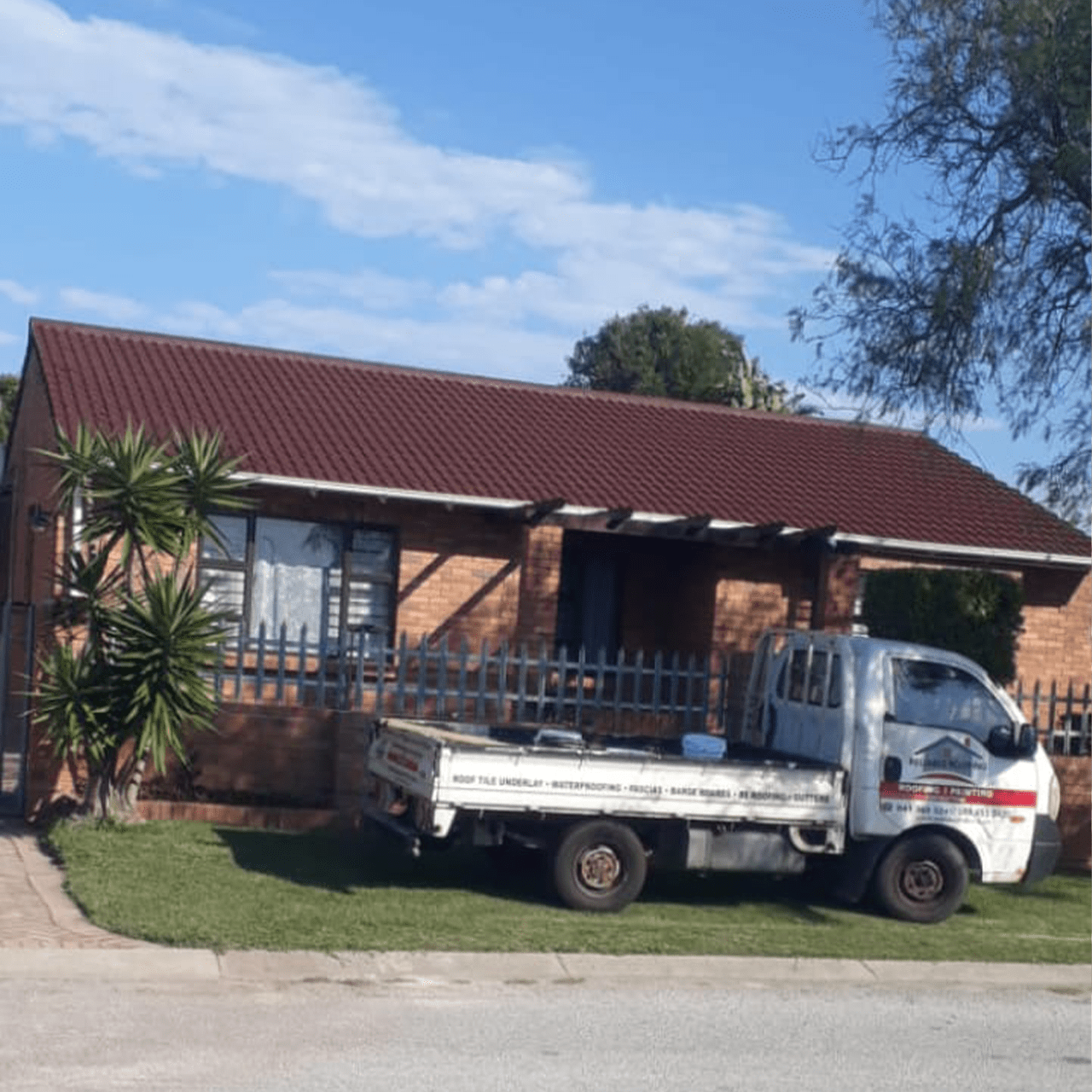 Roof painted to colour brown